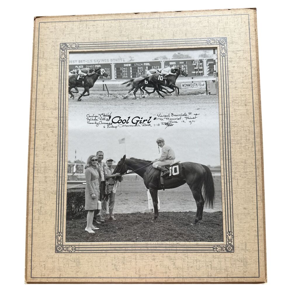 1971 Monmouth Park Horse Racing Photo – Cool Girl Winner VTG B&W Jockey Pic